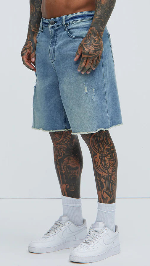 Modern Relaxed Denim Shorts - M Blue