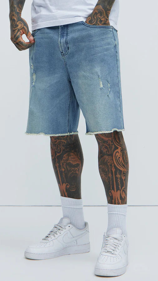 Modern Relaxed Denim Shorts - M Blue