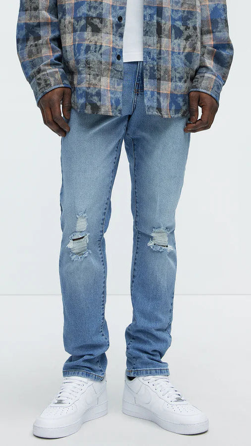 Press Distressed Jeans - V Blue