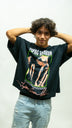 Tupac Shakur Cropped Oversized Tee - Black