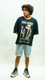 Tupac Shakur Cropped Oversized Tee - Black