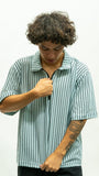 Quarter Zip Stripe Shirt - Sage