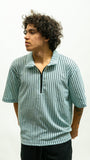 Quarter Zip Stripe Shirt - Sage