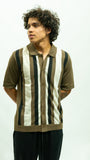 Vertical Panel Knit Shirt - Tan