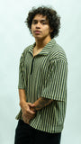 Quarter Zip Stripe Shirt - Olive