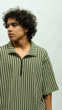 Quarter Zip Stripe Shirt - Olive